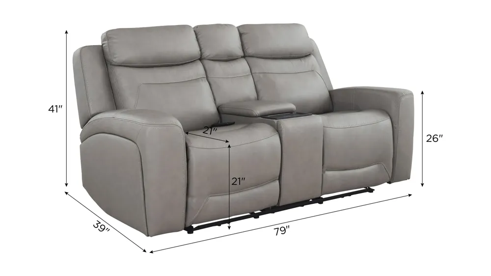 Morgenthal Triple Power Console Loveseat w/ Heat & Massage Dimensions