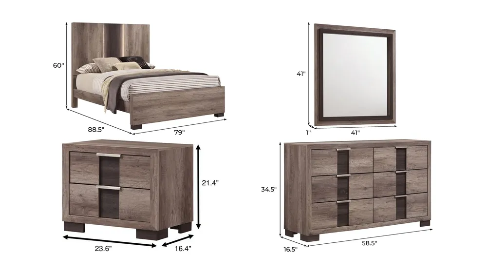 Rangley 4-pc. Bedroom Set Dimensions