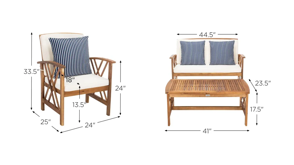 Wrangell 4-pc. Patio Set Dimensions