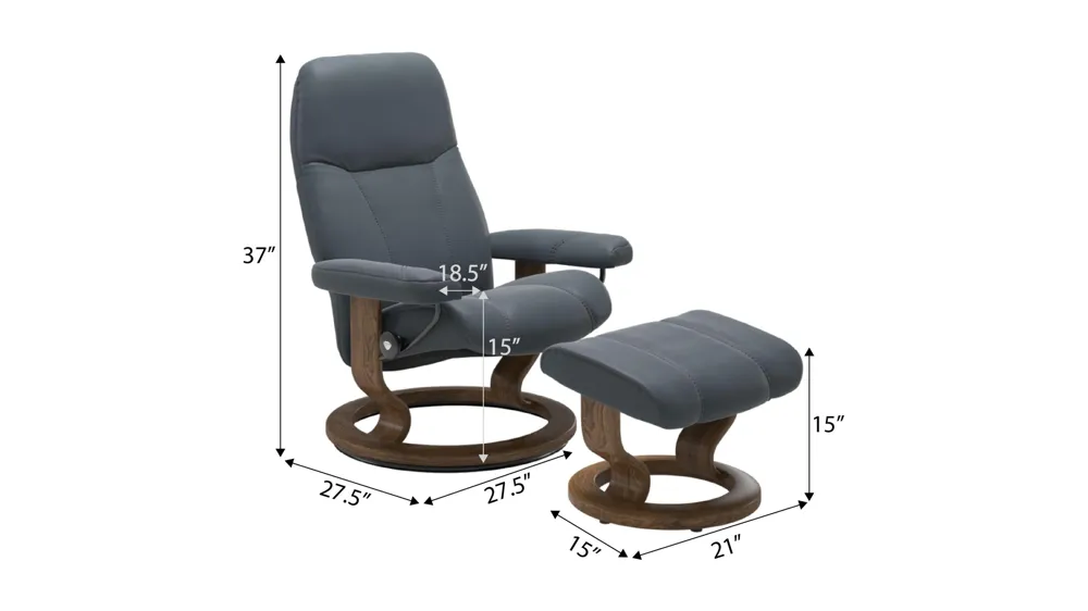 Consul Small Recliner & Ottoman Dimensions