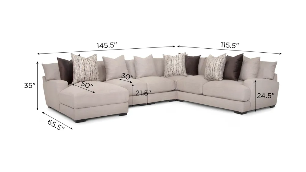 Carter 4-pc. Sectional Dimensions