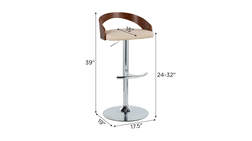 Grotto Adjustable Barstool - Set of 2 Dimensions