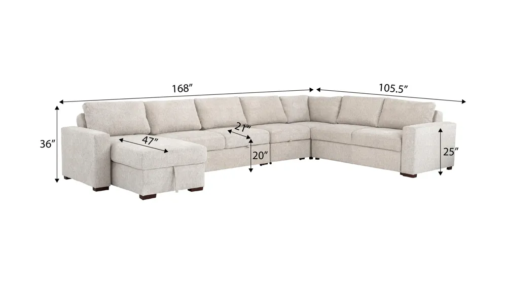 Juniper 6-pc. Sectional Dimensions