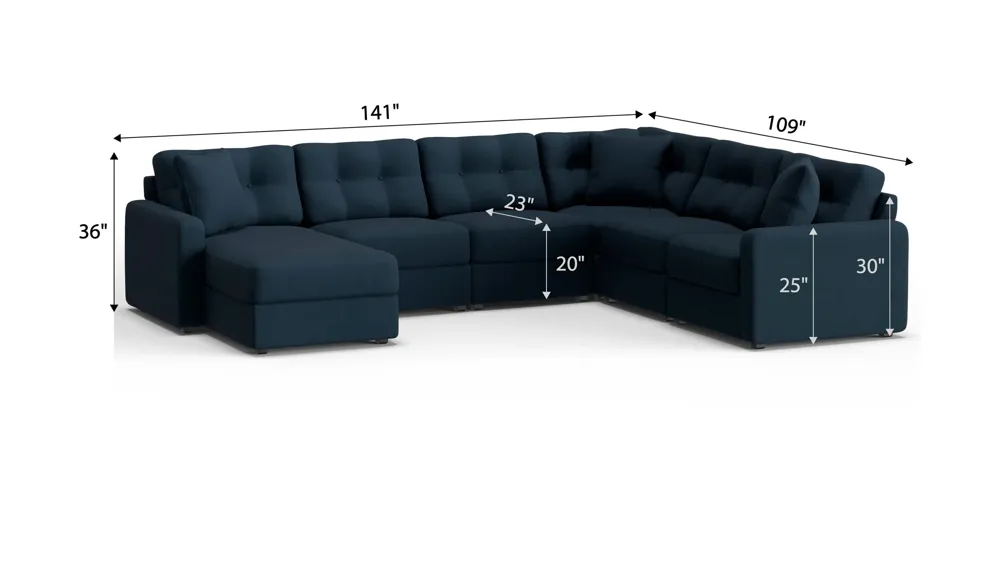 ModularOne 6-pc. Sectional Dimensions