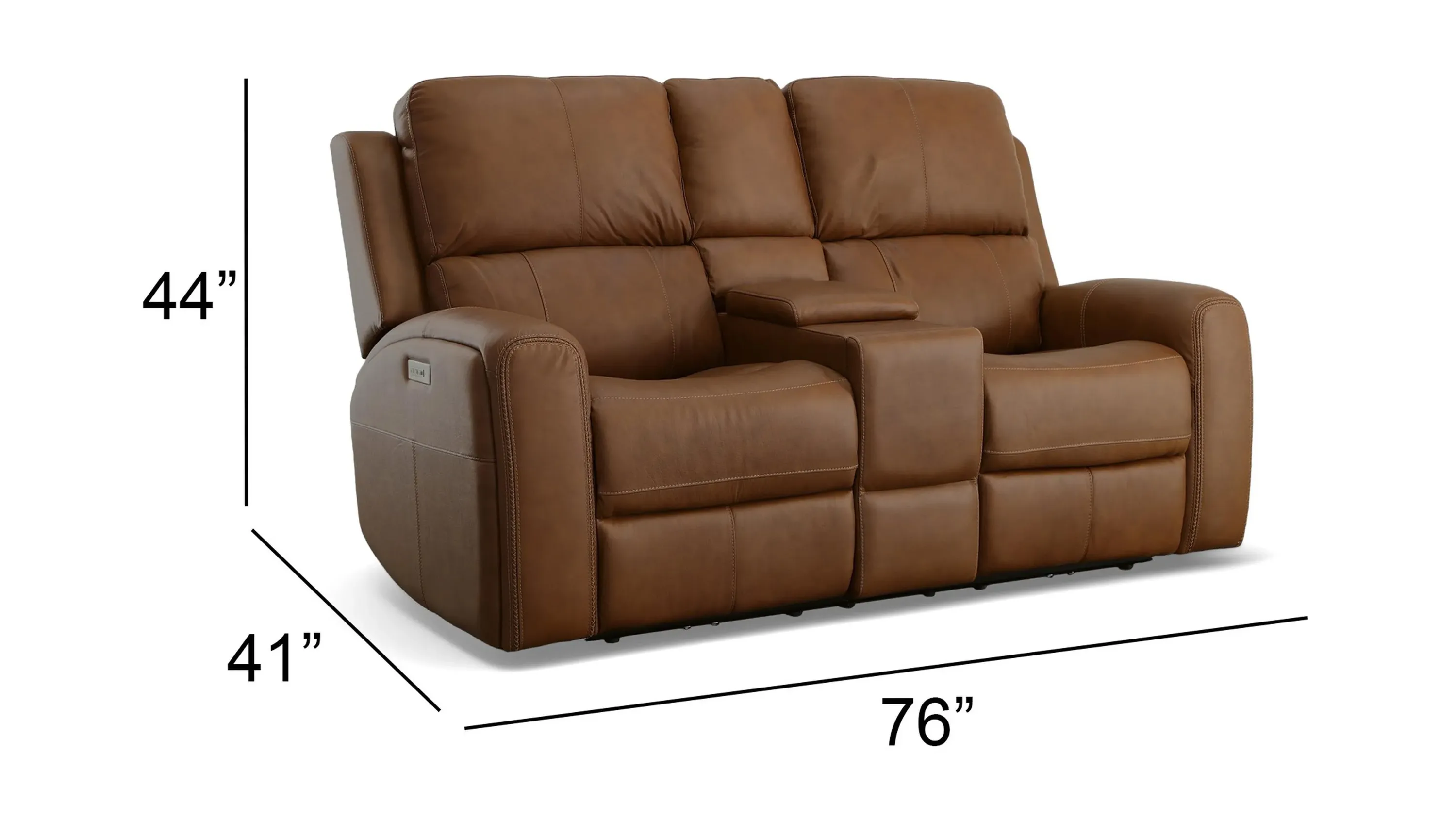 Linden Leather Power Reclining Loveseat with Console with Power