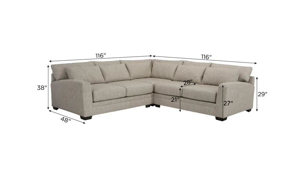 Easton 3-pc. Sectional Dimensions