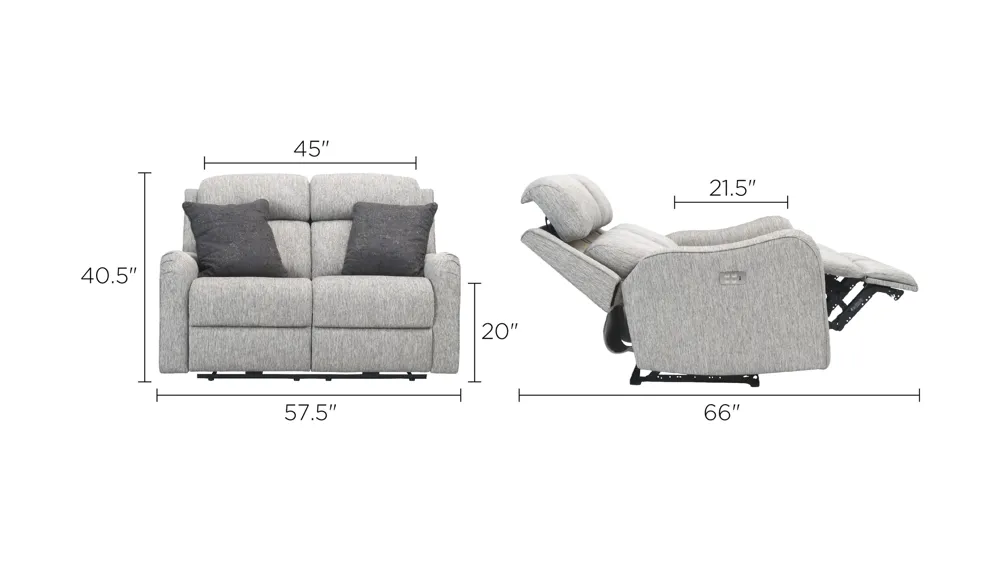 Waverly Power Loveseat w/ Power Headrest Dimensions