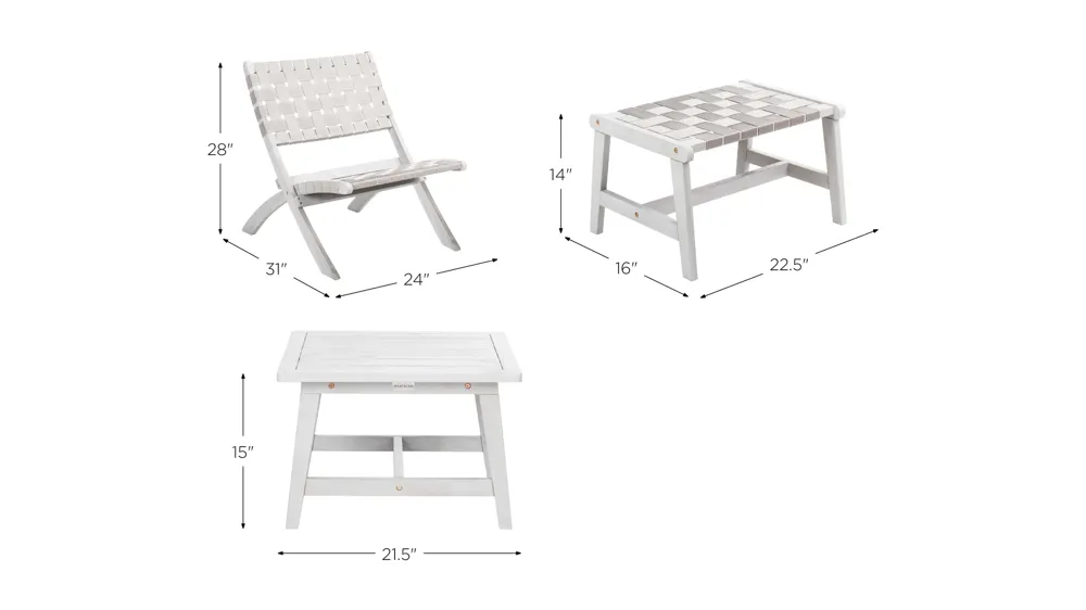 Shea 5-pc. Patio Set Dimensions