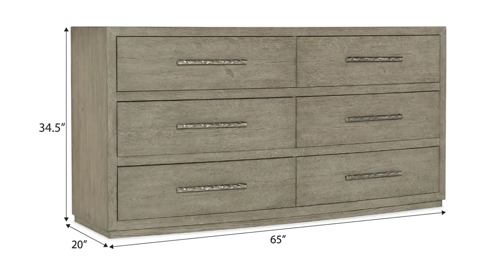 Linville Falls Six Drawer Dresser Dimensions