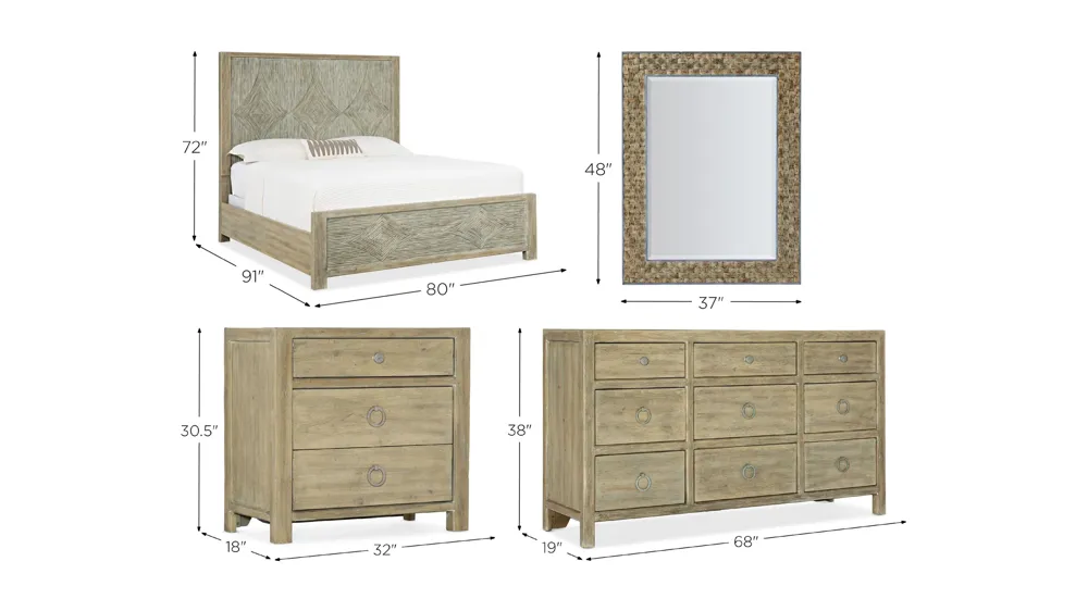 Sundance 4-pc. Panel Bedroom Set Dimensions
