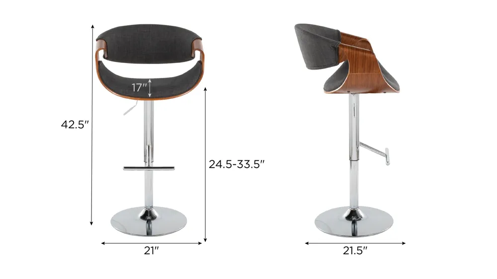 Curvo Adjustable Barstool - Set of 2 Dimensions