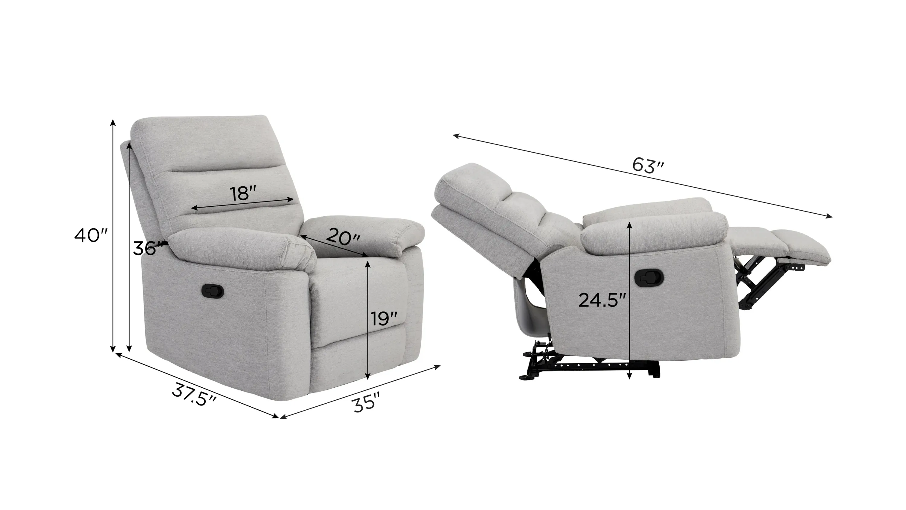 JOKERD ベニントン Bennington Manual Glider Recliner | Raymour & Flanigan