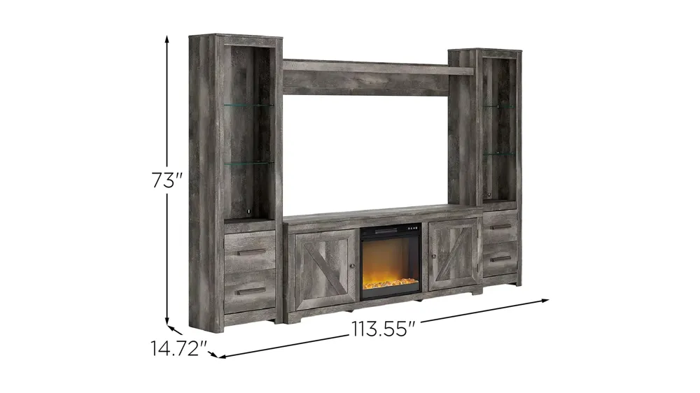 Wynnlow 4-Piece Entertainment Center & Electric Fireplace Dimensions