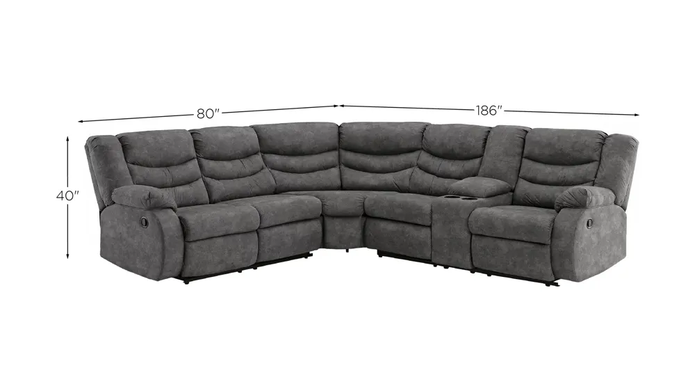 Partymate 2-pc. Reclining Sectional Dimensions