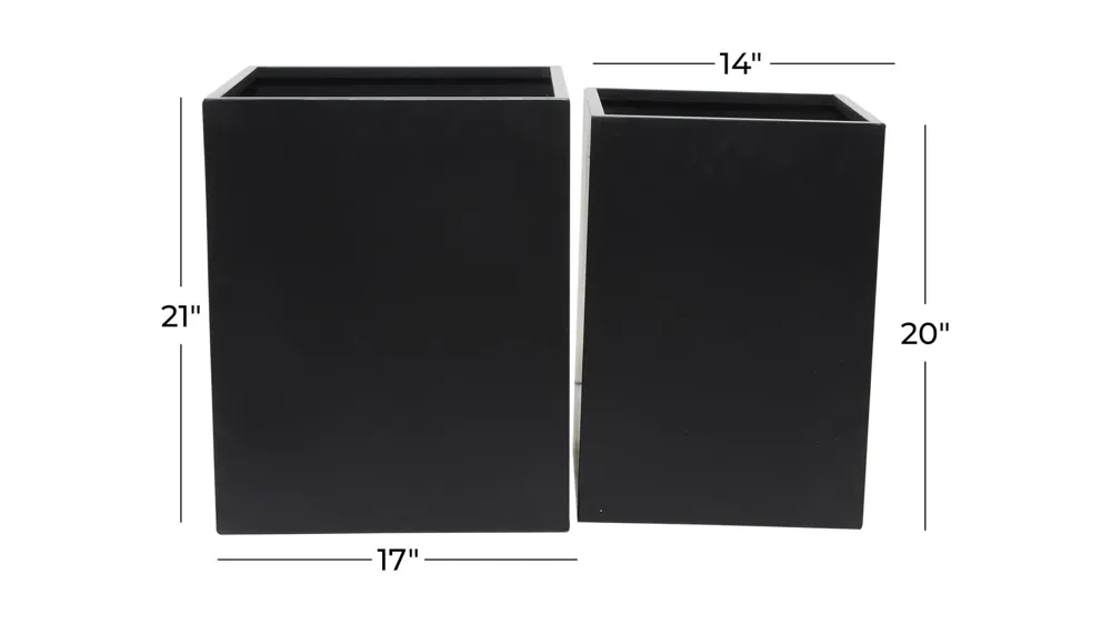 Ivy Collection Black Metal Planters Set of 2 Dimensions
