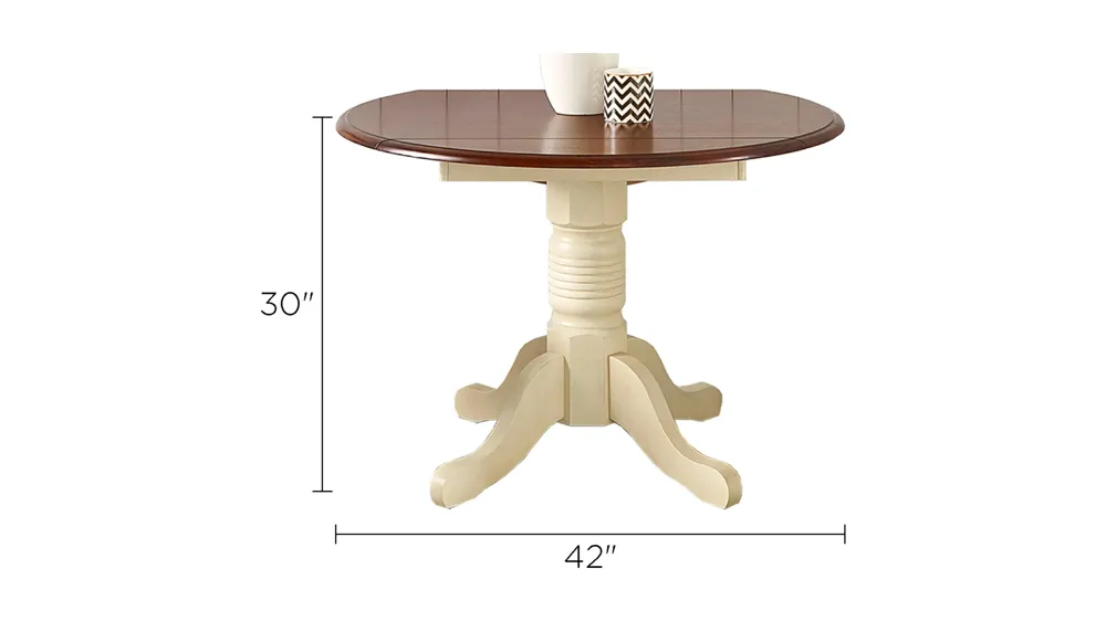 British Isles Round Double Drop-Leaf Dining Table Dimensions