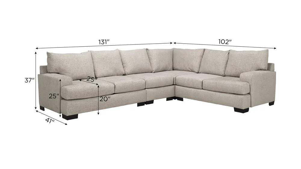 Cooper 4-pc. Sectional Dimensions