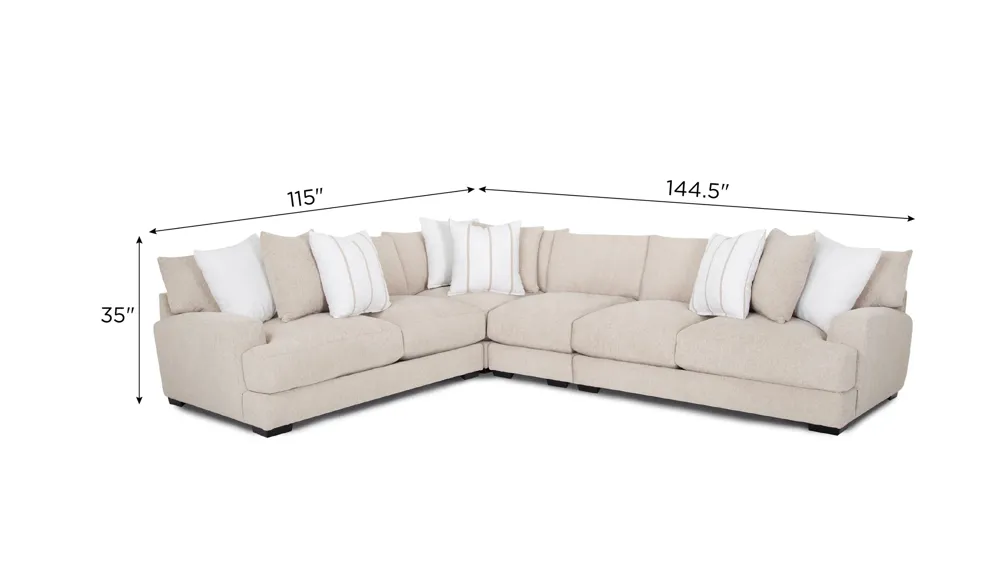 Carter 4-pc. Sectional Dimensions