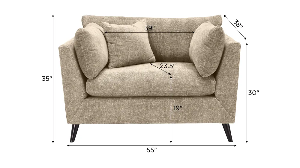 Caruso Chair and a Half Dimensions