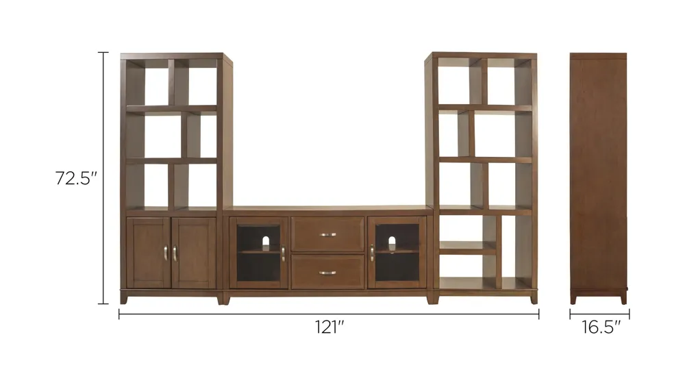 Granthom 3-pc. Wall Unit w/ 60" TV Console Dimensions