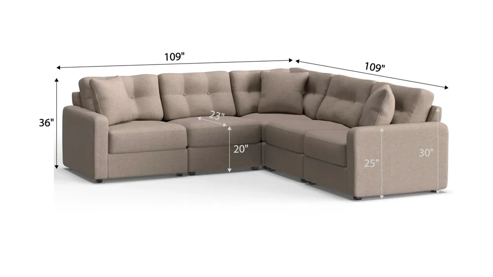 ModularOne 5-pc. Sectional Dimensions