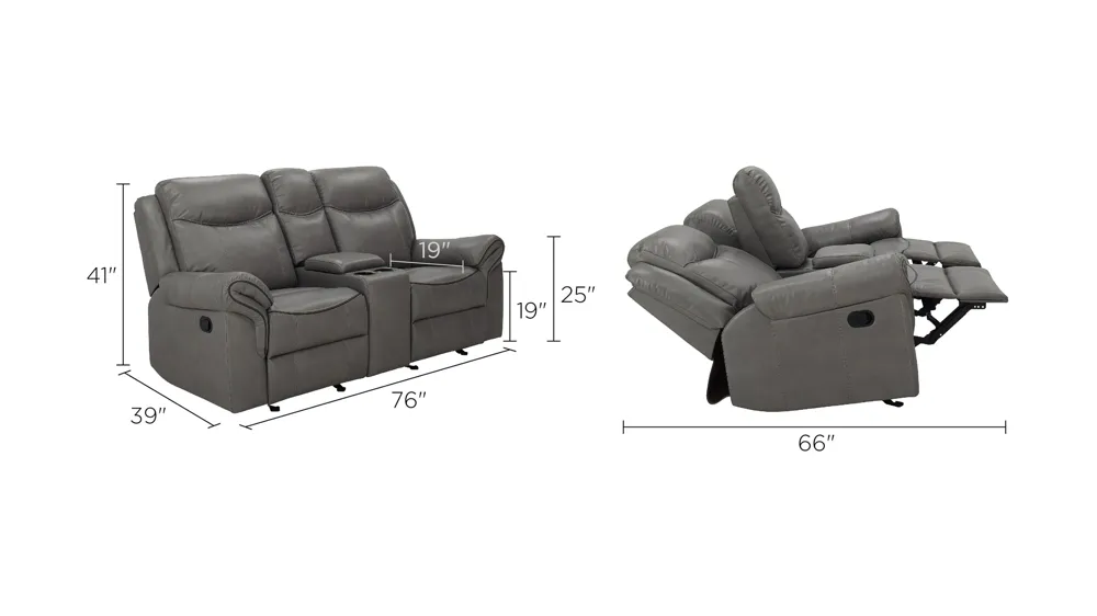 Ross Gliding Reclining Console Loveseat Dimensions