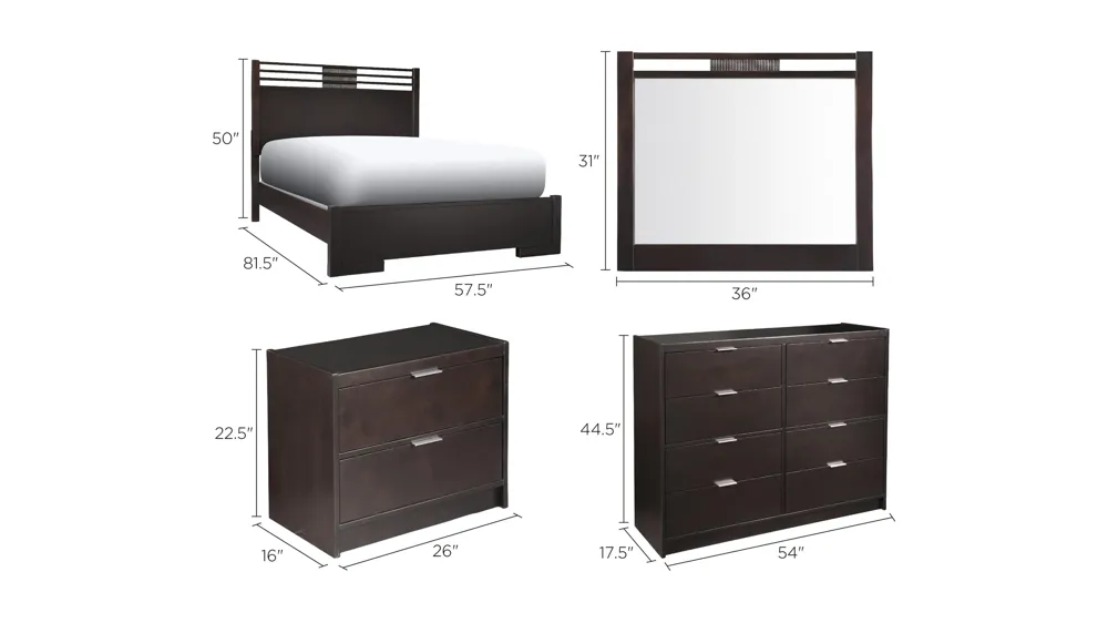 Concorde 4-pc. Platform Bedroom Set Dimensions