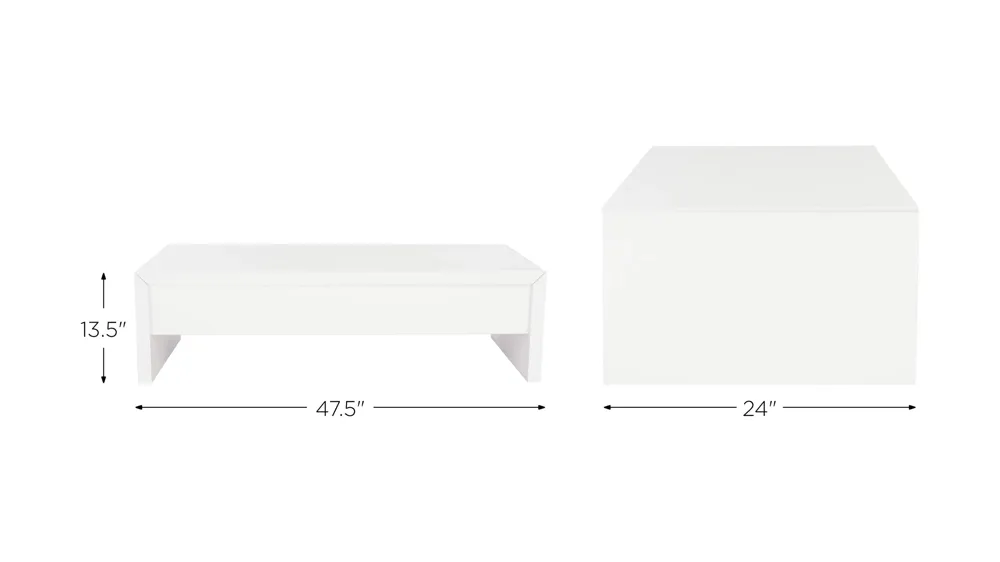 Olida Lift-Top Coffee Table Dimensions