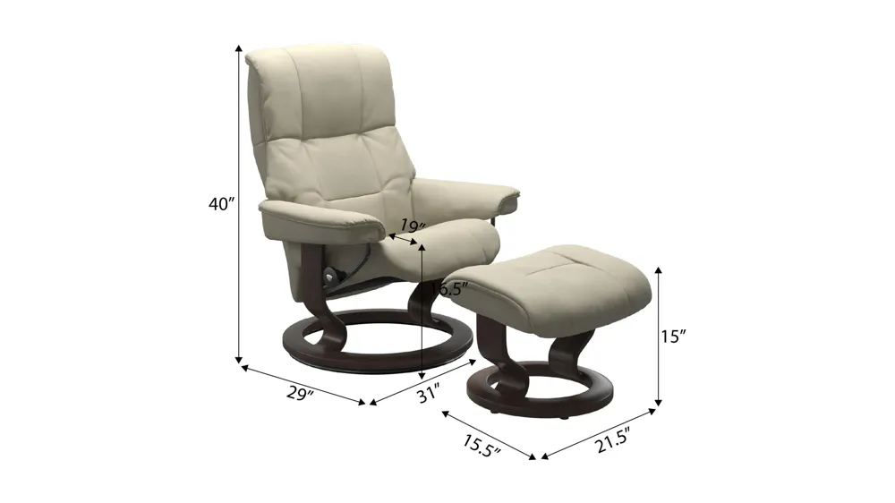 Mayfair Medium Classic Chair & Ottoman Dimensions