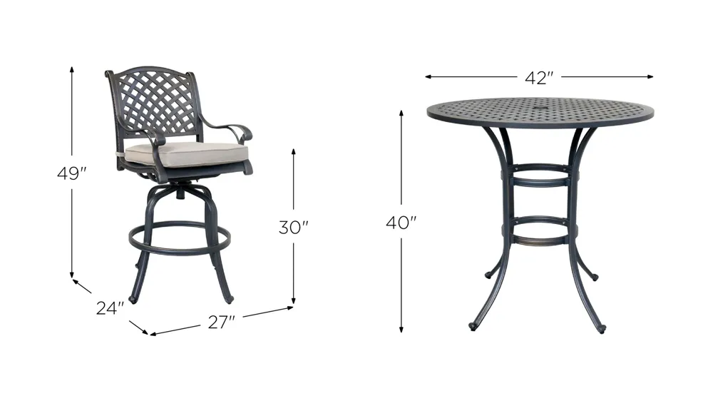 Castle Rock Outdoor 5-pc. Bar Set Dimensions