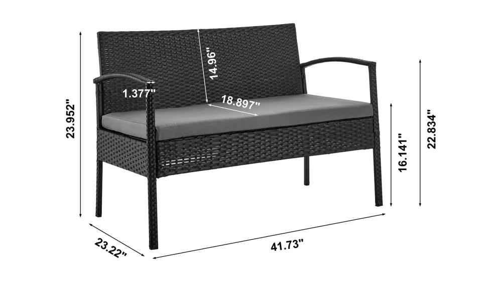 Noli 4 Pc Outdoor Patio Set Dimensions