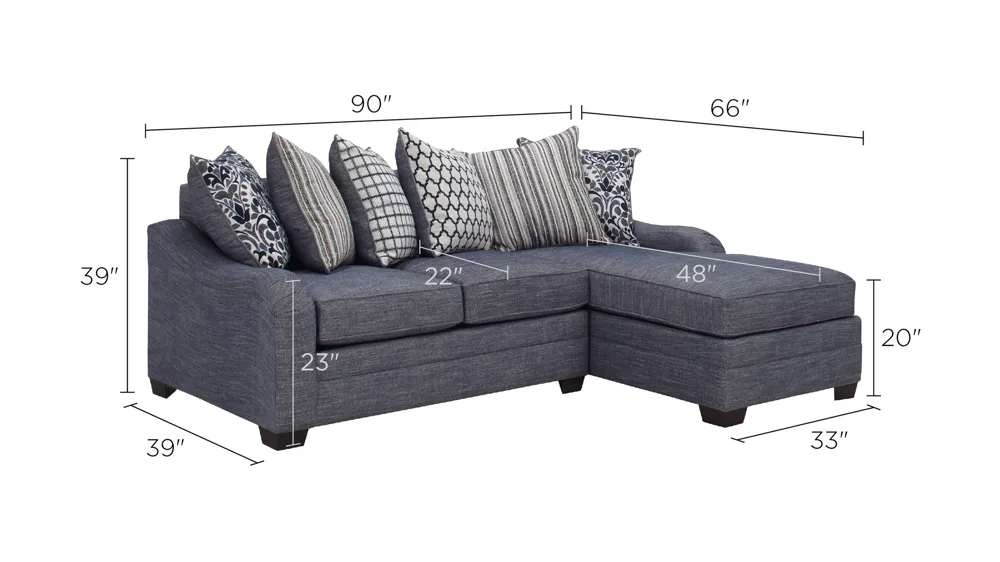 Hamden 2-pc. Chenille Sectional Sofa Dimensions