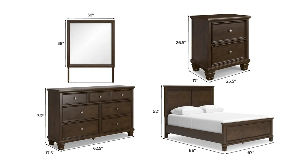 Reed 4-pc. Panel Bedroom Set Dimensions