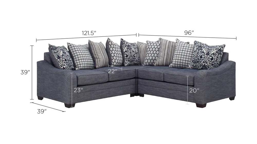 Hamden 3-pc. Chenille Sectional Sofa Dimensions