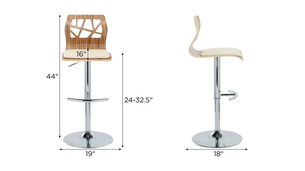 Folia Adjustable Barstool - Set of 2 Dimensions