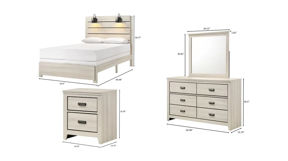 Carter 4-pc. Bedroom Set Dimensions