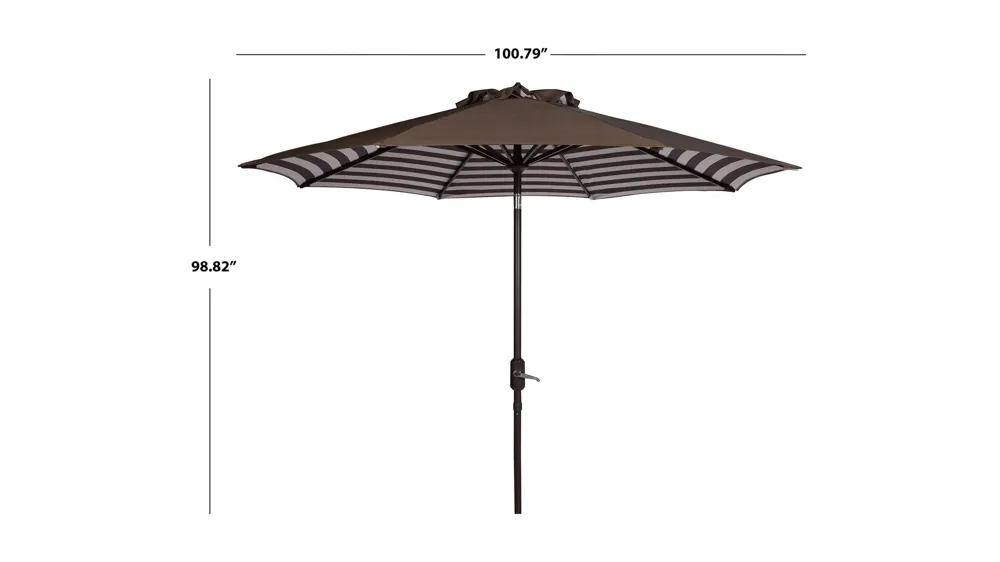 Shay Inside Out Striped 9 ft Crank Outdoor Auto Tilt Umbrella Dimensions