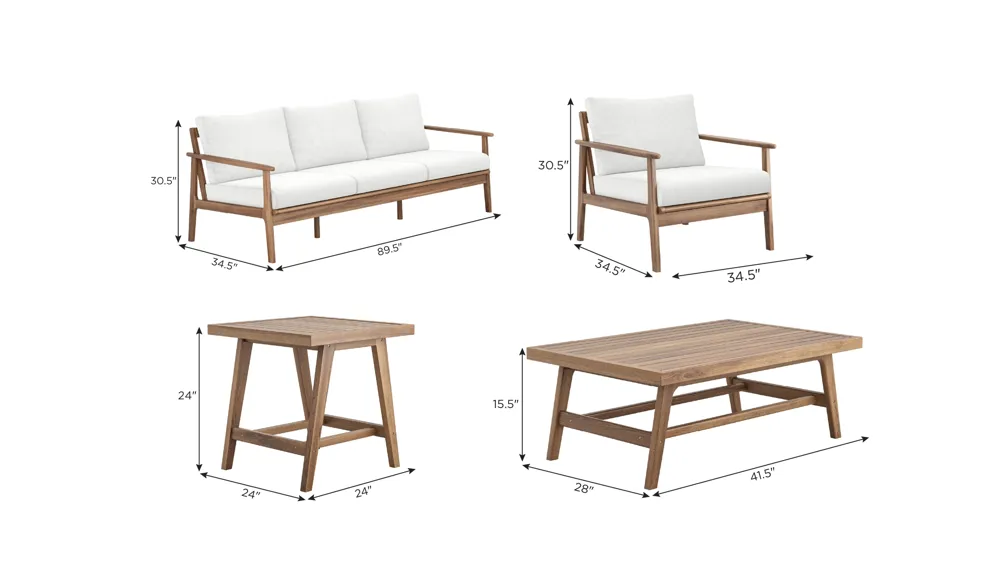Ashton 5-pc. Outdoor Patio Set Dimensions