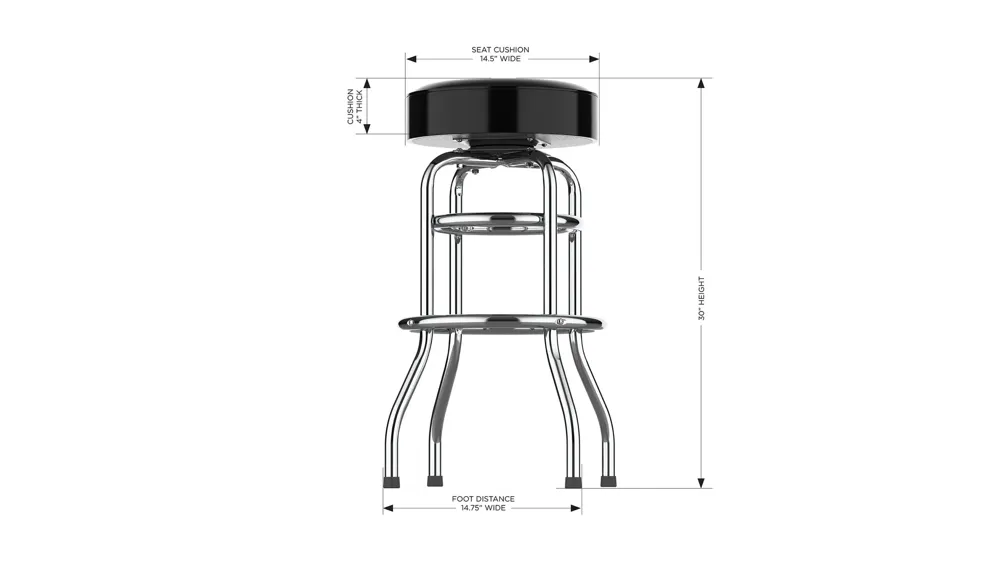 NFL Backless Swivel Bar Stool Dimensions
