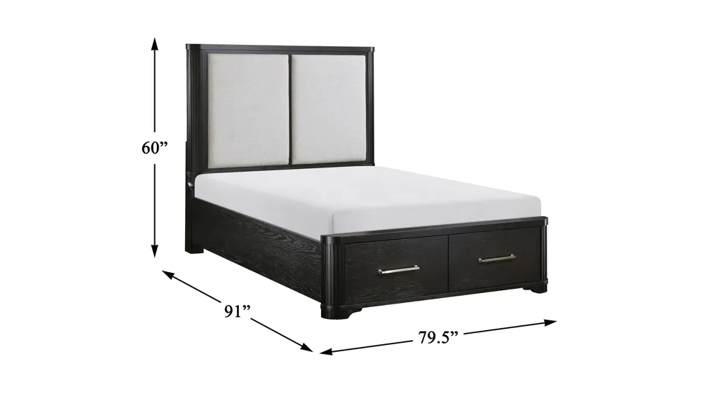 Maypop Platform Bed w/ Footboard Storage Dimensions