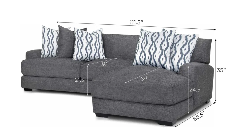 Carter 2-pc. Sectional Dimensions