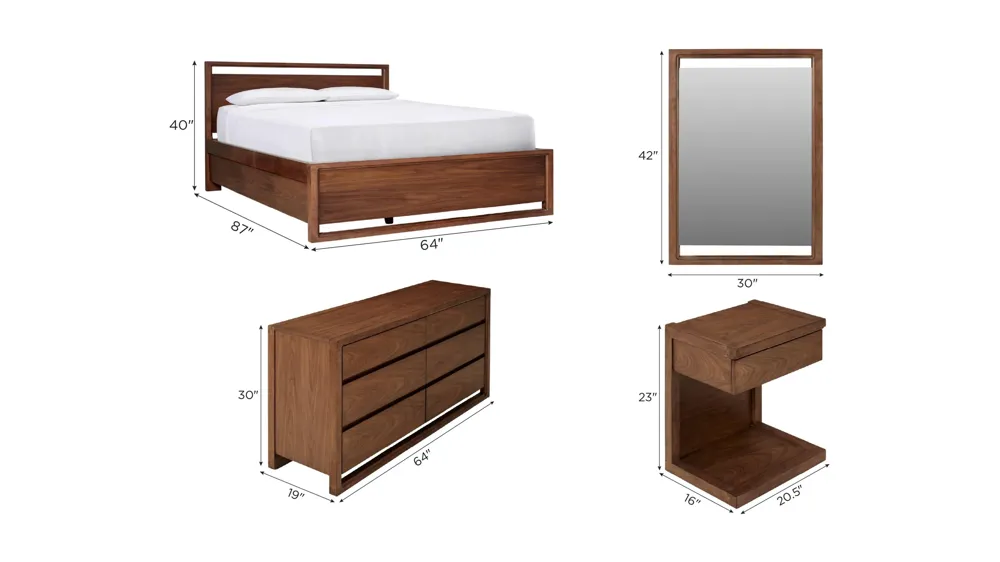 Aversa 4-pc. Bedroom Set w/ 1-Sided Storage Bed and 1-Drawer Nightstand Dimensions