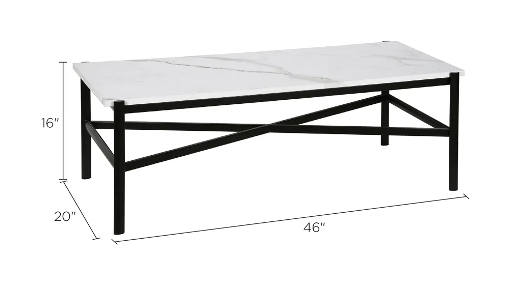 Braxton Coffee Table with Faux Marble Top Dimensions