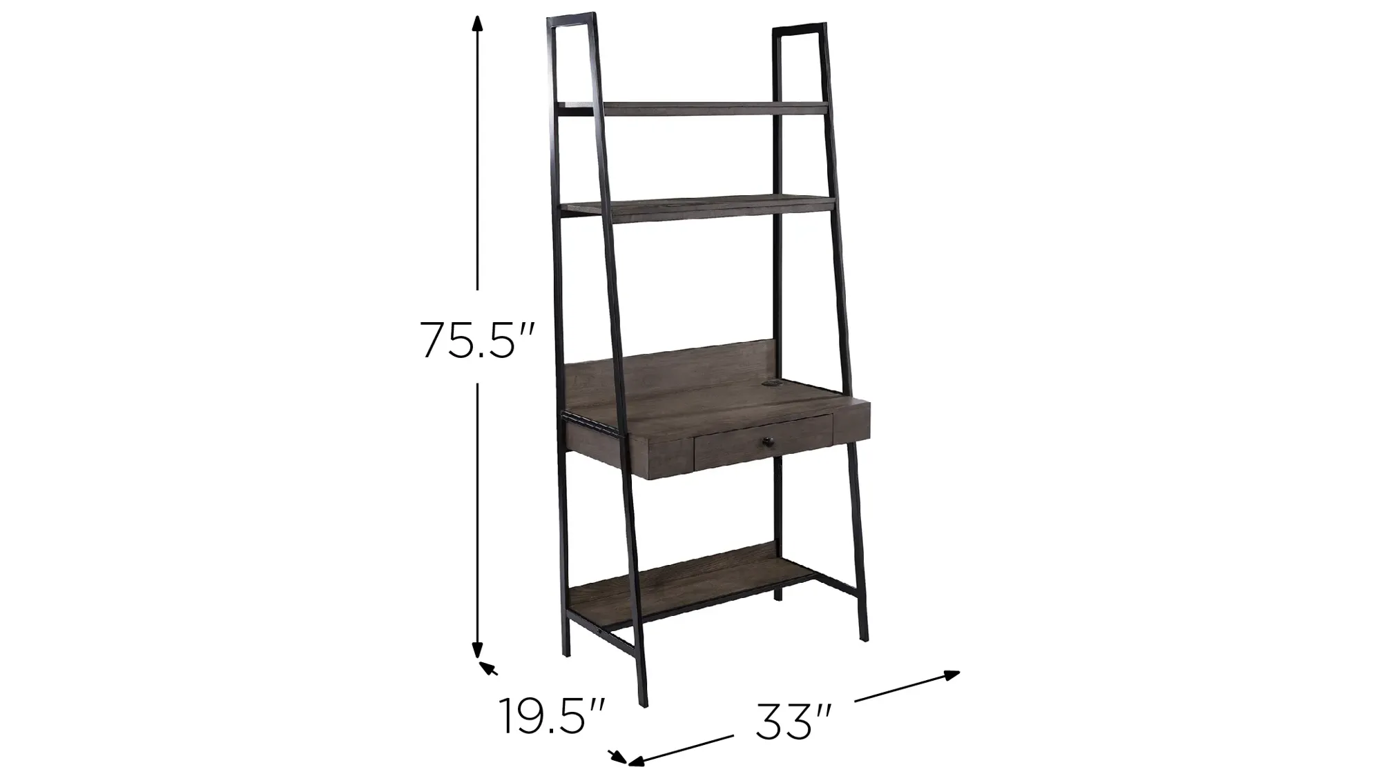 SEI Furniture Lizvan Industrial Ladder Desk with Storage