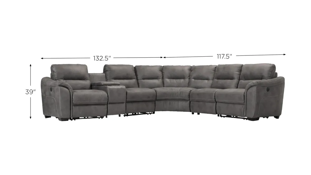 Rockland Microfiber 6-pc. Power Sectional Dimensions