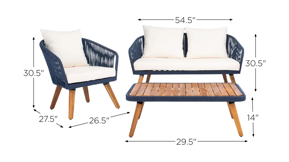 Dandra 4-pc. Patio Set Dimensions