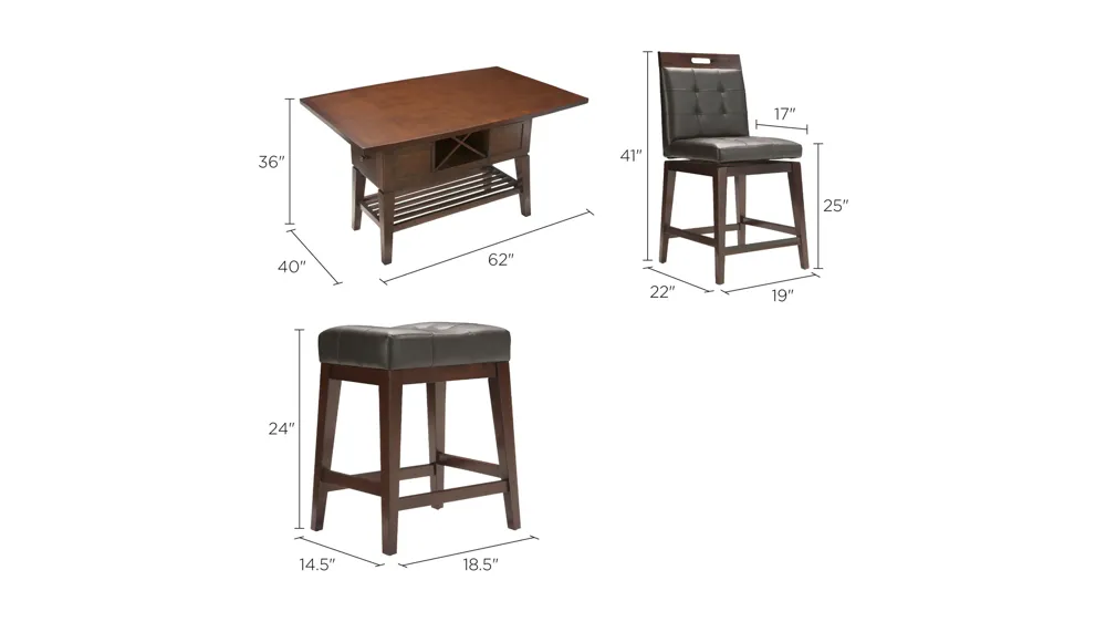 Danfield 7-pc. Counter-Height Dining Set Dimensions