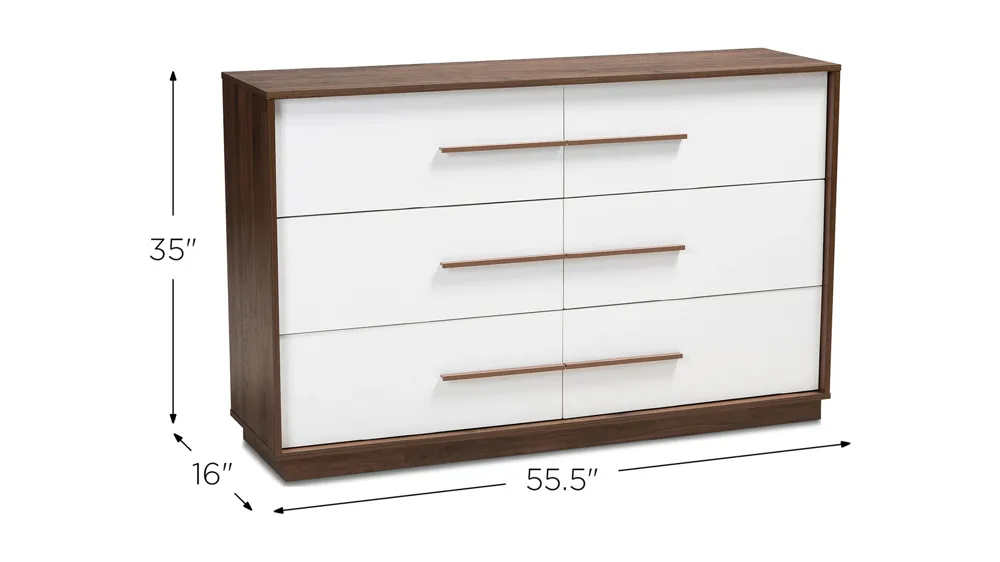Mette 6-Drawer Wood Dresser Dimensions