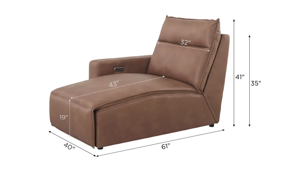 ModularTwo Left Arm Facing Dual Power Chaise Dimensions