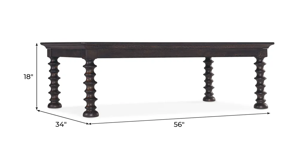 Big Sky Turned Leg Cocktail Table Dimensions